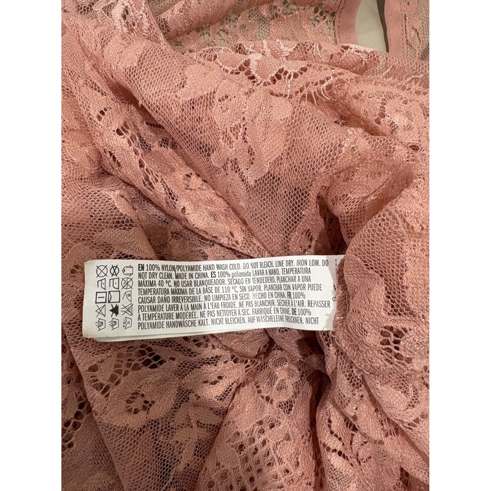 Sheer Lace Top Women L Pink Boho Whimsy Romantic Bell Sleeve Coquette Fairy - Picture 6 of 6